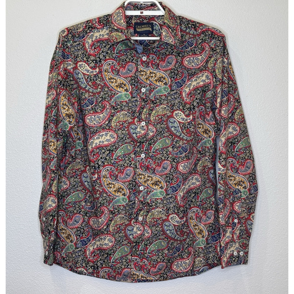 Cremieux Button Up Top Mens Size Medium Multi-color Paisley Print Long Sleeve - Picture 1 of 8